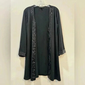 Black Sequin Open Front Cardigan - Park & Main - Size 2X